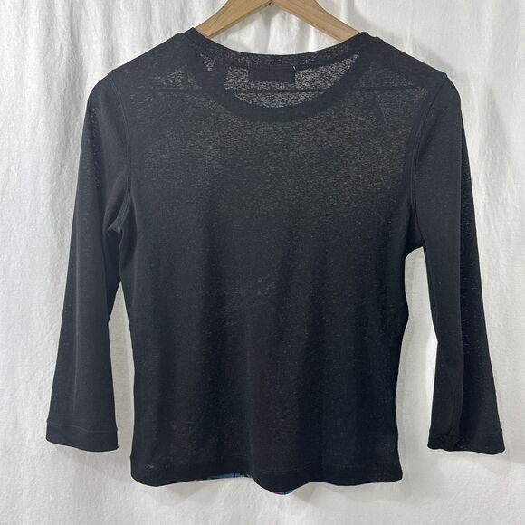 I.E. Relaxed Petites Y2K Paisley Boho Semi-Sheer Stretch Top Womens Size PM - Picture 2 of 7